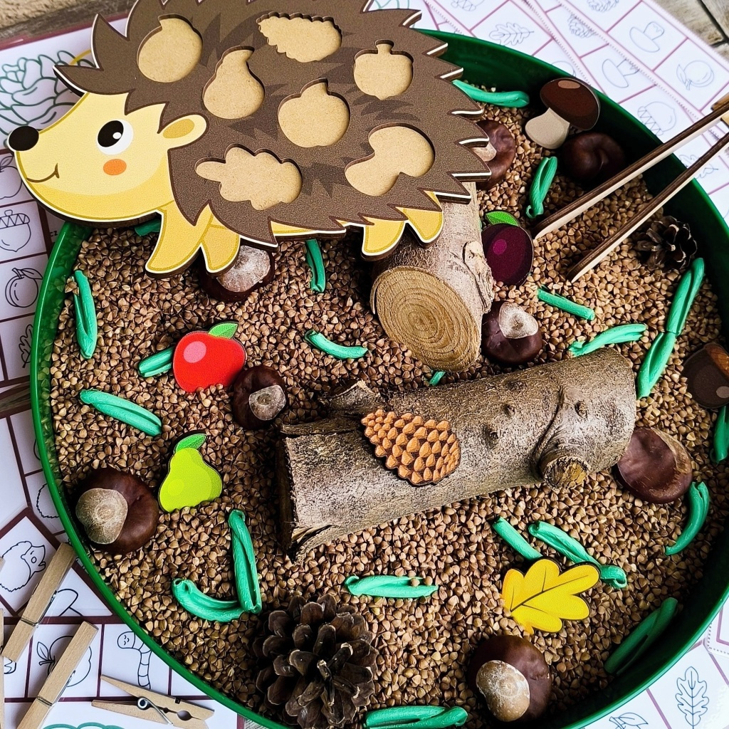 Ježek vkládačka aktivity pro děti podzim smyslohraní